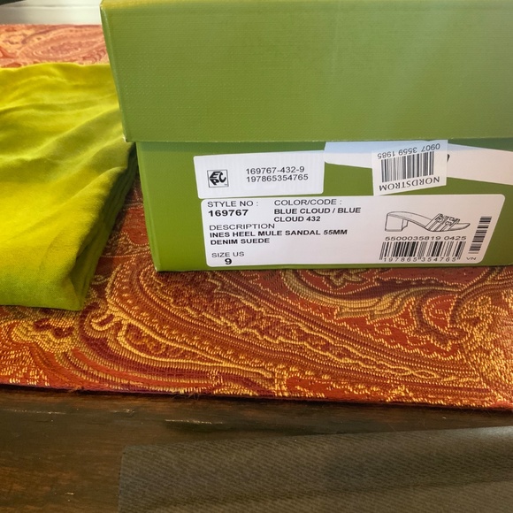 Tory Burch Ines Heel Mule Sandal 55MM Denim Suede in Blue Cloud Sz 9, BNIB, - Picture 4 of 7